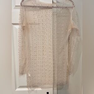 Womens size Large sheer long sleeve sequin dress top